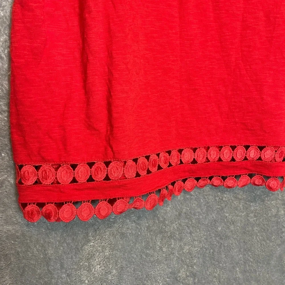 Charter Club Women Slub Cotton Knit Top XL Boho Mod Resort Vacation Elevated Red